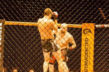 Hamburg, Almanya - 18 Kasım 2017: Roland Krifft ve Tino Mueller sırasında biz aşk Mma 34 arasındaki mücadele 