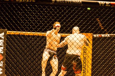 Hamburg, Almanya - 18 Kasım 2017: Roland Krifft ve Tino Mueller sırasında biz aşk Mma 34 arasındaki mücadele 