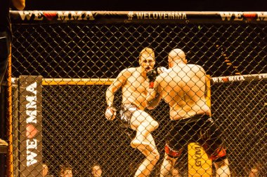 Hamburg, Almanya - 18 Kasım 2017: Roland Krifft ve Tino Mueller sırasında biz aşk Mma 34 arasındaki mücadele 