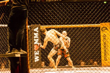 Hamburg, Almanya - 18 Kasım 2017: Roland Krifft ve Tino Mueller sırasında biz aşk Mma 34 arasındaki mücadele 