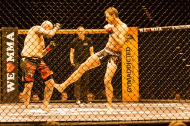 Hamburg, Almanya - 18 Kasım 2017: Roland Krifft ve Tino Mueller sırasında biz aşk Mma 34 arasındaki mücadele 