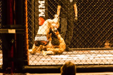 Hamburg, Almanya - 18 Kasım 2017: Alexander parlaklık ve Mustafa Ahmedi biz aşk Mma 34 sırasında arasındaki mücadele 