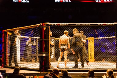 Hamburg, Almanya - 18 Kasım 2017: Alexander parlaklık ve Mustafa Ahmedi biz aşk Mma 34 sırasında arasındaki mücadele 
