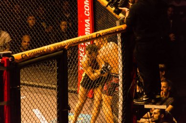 Hamburg, Almanya - 18 Kasım 2017: Alex Wiens ve Amir şah Bayat biz aşk Mma 34 sırasında arasındaki mücadele 
