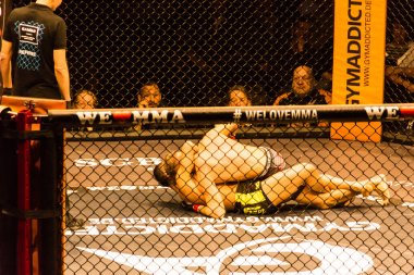 Hamburg, Almanya - 18 Kasım 2017: Alex Wiens ve Amir şah Bayat biz aşk Mma 34 sırasında arasındaki mücadele 