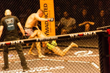 Hamburg, Almanya - 18 Kasım 2017: Alex Wiens ve Amir şah Bayat biz aşk Mma 34 sırasında arasındaki mücadele 