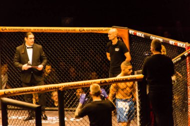 Hamburg, Almanya - 18 Kasım 2017: Dimitar Kostov ve Thiago Huber biz aşk Mma 34 sırasında arasında ana olay mücadele 