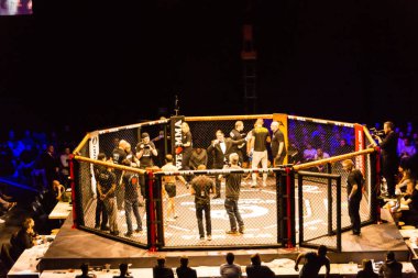 Hamburg, Almanya - 18 Kasım 2017: Dimitar Kostov ve Thiago Huber biz aşk Mma 34 sırasında arasında ana olay mücadele 