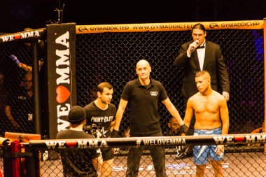 Hamburg, Almanya - 18 Kasım 2017: Dimitar Kostov ve Thiago Huber biz aşk Mma 34 sırasında arasında ana olay mücadele 