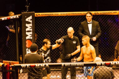 Hamburg, Almanya - 18 Kasım 2017: Dimitar Kostov ve Thiago Huber biz aşk Mma 34 sırasında arasında ana olay mücadele 