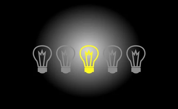 Ideias brilhantes, lâmpada — Fotografia de Stock