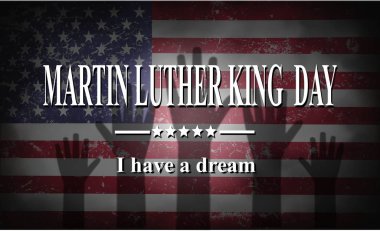 Martin Luther King günü Amerikan bayrakları ve illüstrasyon eller