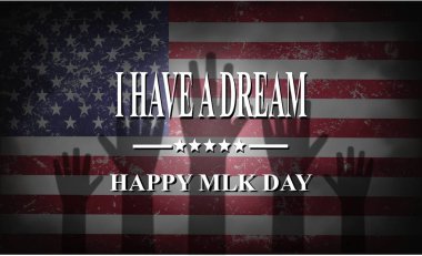 Martin Luther King günü Amerikan bayrakları ve illüstrasyon eller