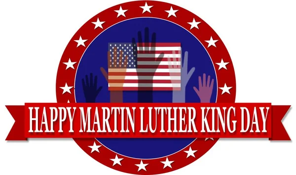 Martin Luther King Banner de día con ilustración de manos — Foto de Stock