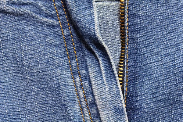 Jeans Hintergrund Textur, Jeansstoff mit Reißverschluss — Stockfoto