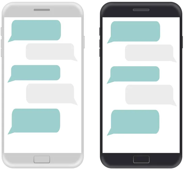 Sms uygulaması şablonu kabarcıklar sohbet Smartphone siyah ve beyaz