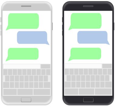 Boş ekran ve klavye ile sohbet siyah ve beyaz renkte Smartphone