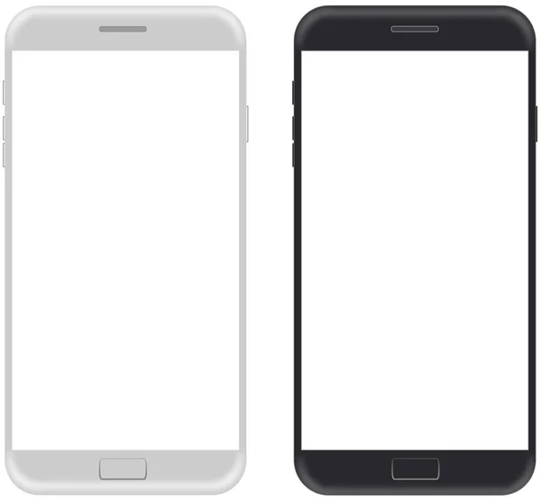 Smartphone in schwarz-weißer Farbe mit leerem Bildschirm — Stockvektor