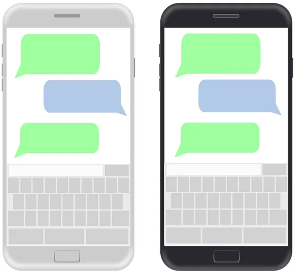Boş ekran ve klavye ile sohbet siyah ve beyaz renkte Smartphone