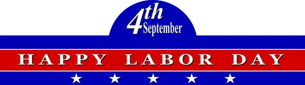 Happy Labor Day, blue web banner with text and stars