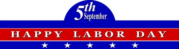 Happy Labor Day, blue web banner with text and stars