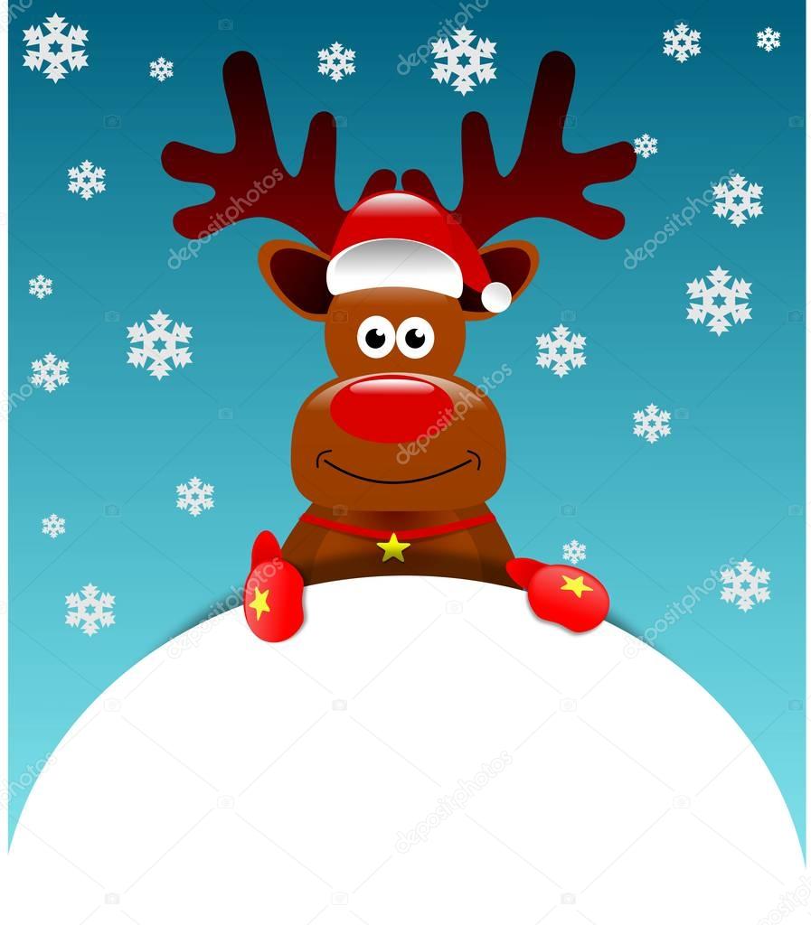 Christmas Reindeer in Santa's cap