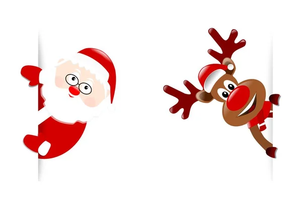 Banner Rudolph & Babbo Natale — Vettoriale Stock