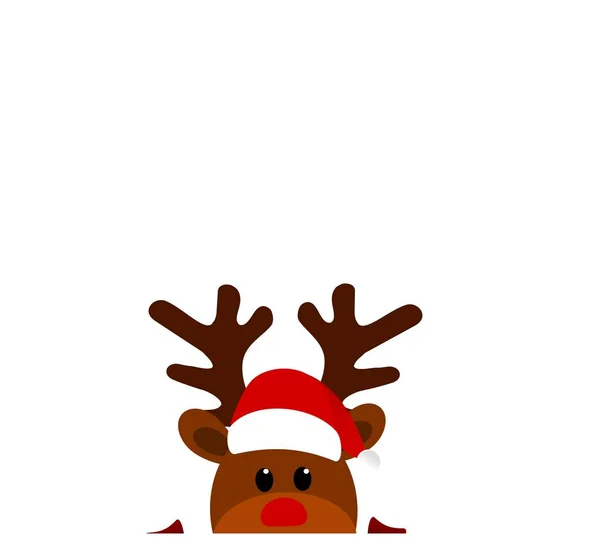 圣诞驯鹿卡通与圣诞老人红帽 — 图库照片