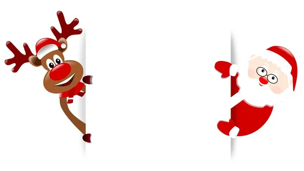 Rudolph & Santa Claus Banner — Zdjęcie stockowe