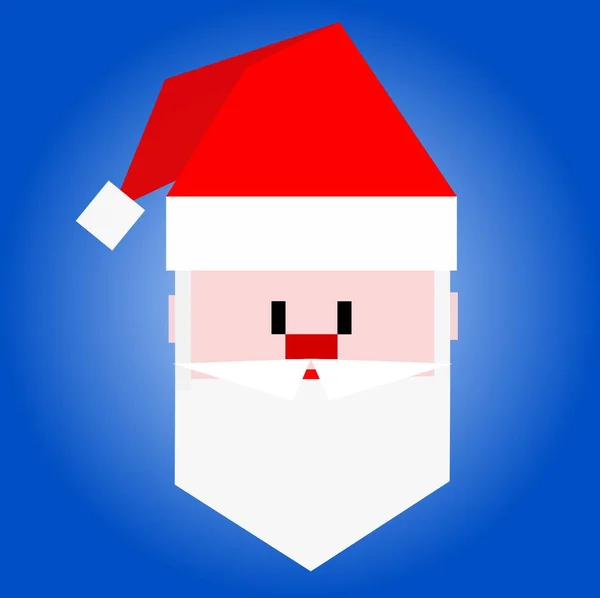Kopf Der Weihnachtsmann Ikone Vektor Illustration Auf Blauem Hintergrund — Stockvektor
