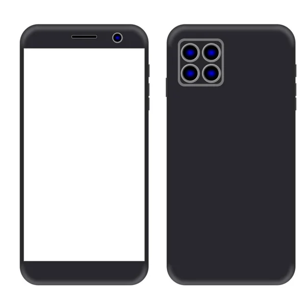 Smartphone Colore Nero Con Schermo Vuoto — Vettoriale Stock