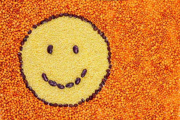 Smiley face made of LEGUMES