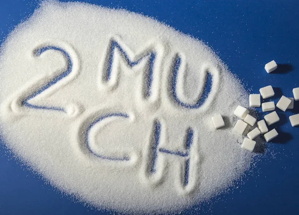 TOO MUCH written with sugar — Stock Photo, Image