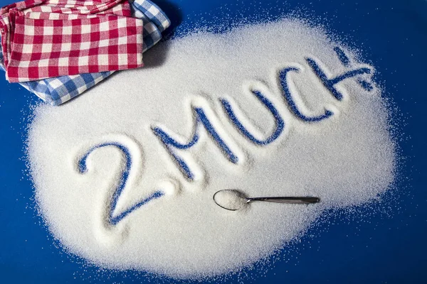TOO MUITO escrito com açúcar — Fotografia de Stock