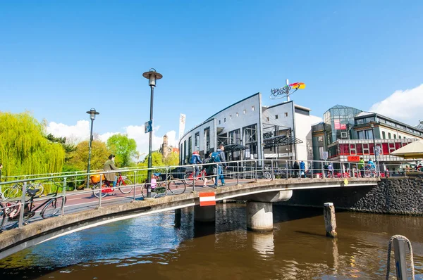 Amsterdam April Bron Över Kanalen Singelgrachtkering Holland Casino Syns Bakgrunden — Stockfoto