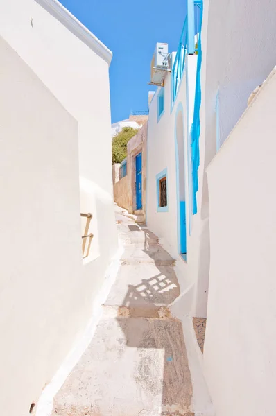 Calle Estrecha Ciudad Fira Santorini Thira Grecia —  Fotos de Stock