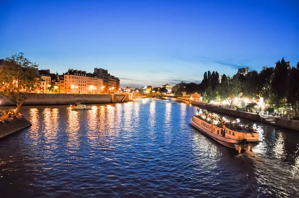 Seine Bank Bij Nacht Parijs Frankrijk — Stockfoto