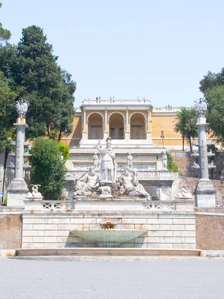 Róma Augusztus Kút Istennő Róma Keleti Oldalán Piazza Del Popolo — Stock Fotó