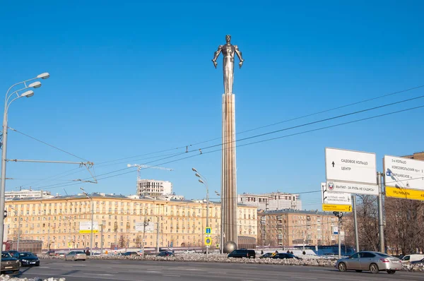 Moskau Russland März 2018 Leninsky Allee Mit Denkmal Für Yuri — Stockfoto