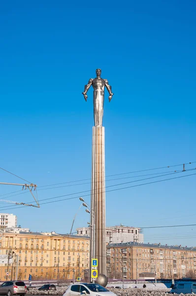 Leninsky Allee Mit Denkmal Für Juri Gagar Den Ersten Menschen — Stockfoto