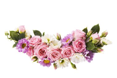 Çiçekler beyaz zemin üzerine bileşimi