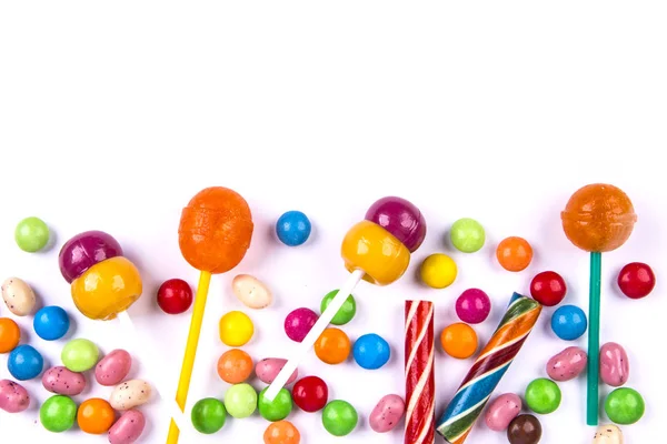 Mieszane kolorowe słodycze, cukierki, lizak — Zdjęcie stockowe