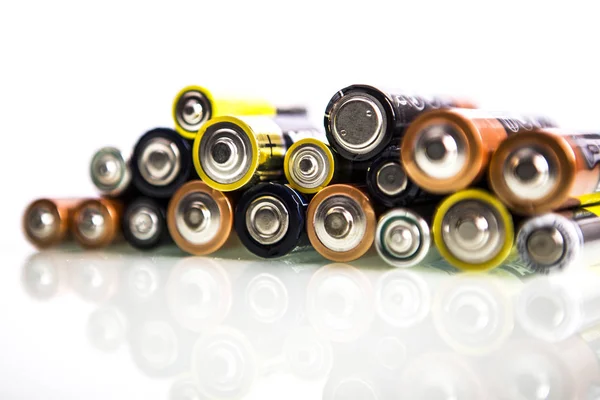 Zusammensetzung mit Alkalibatterien. Chemische Abfälle — Stockfoto