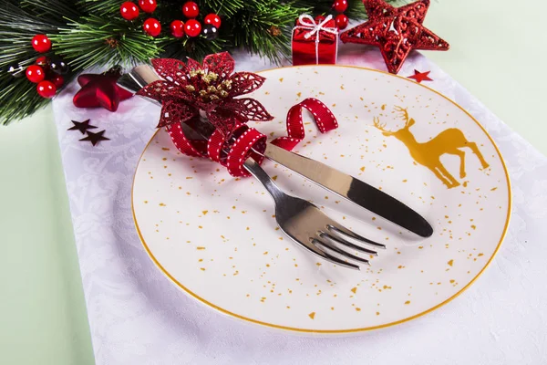 Christmas dinner background with rustic decorations — Stock Photo, Image