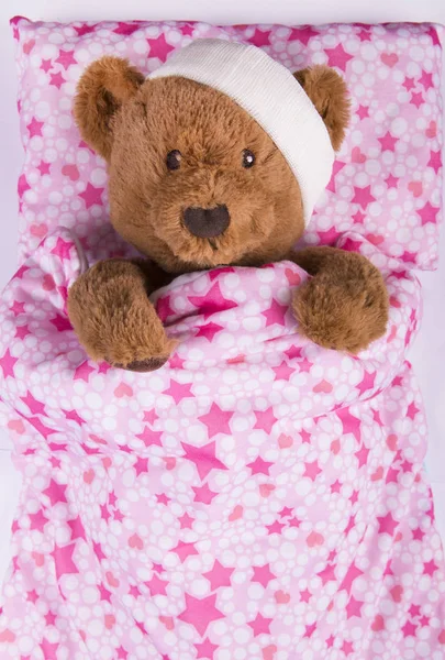 Nallebjörn med bandagerade huvud — Stockfoto