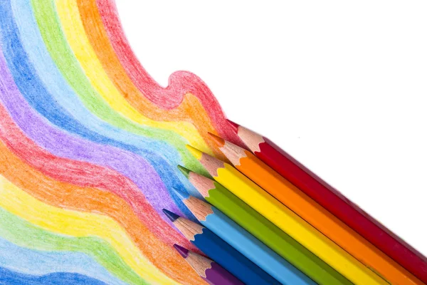 Colour pencils on white background — Stock Photo, Image