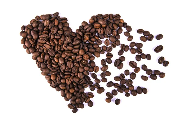 Grains de café en forme de coeur — Photo