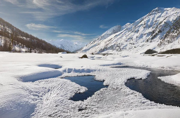 Bellissimo paesaggio invernale, montagne Altai, Siberia, Russia . — Foto Stock