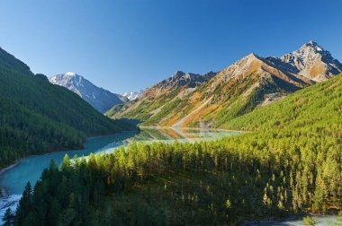 Güzel sonbahar manzara, Altay Dağları Rusya.