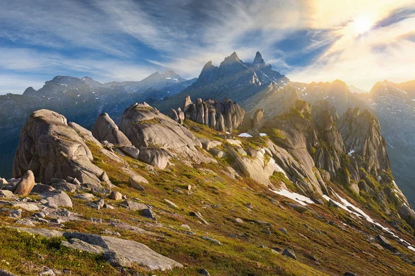 Ergaki Ridge Park przyrody. Krasnojarsk region Rosji Obrazy Stockowe bez tantiem